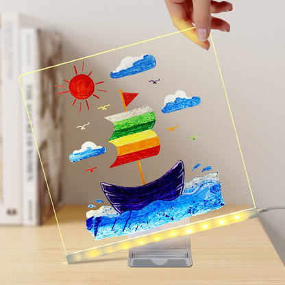 LED Acrylic Drawing Board with Stand and USB Nightlight