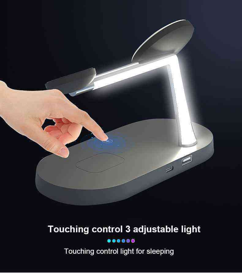 Lamp with touch control and adjustable light on a dark background
