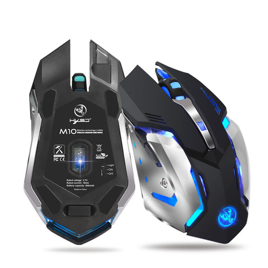 Two gaming mice with blue accents on a white background