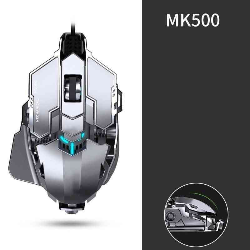 Gaming mouse with MK500 model number on a white and gray background