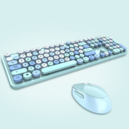 Colorful keyboard and mouse on a light blue background
