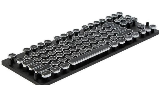 Mechanical keyboard with round keys on a white background