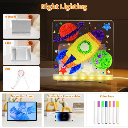 LED Acrylic Drawing Board with Stand and USB Nightlight