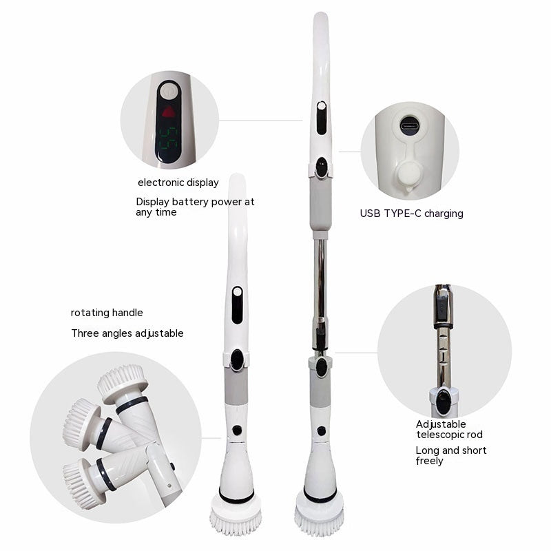 White cleaning tool with features highlighted on a white background