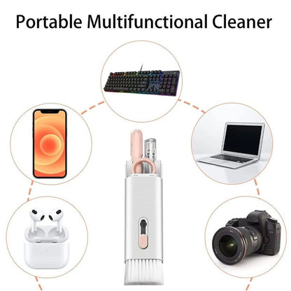 Portable multifunctional cleaner with various items it can clean shown around it.