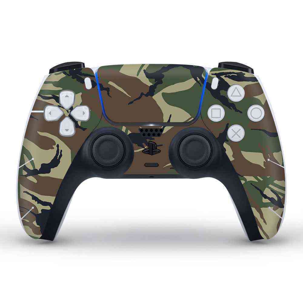 Camouflage-patterned gaming controller on a white background