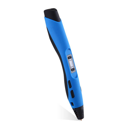 Blue 3D printing pen on a white background
