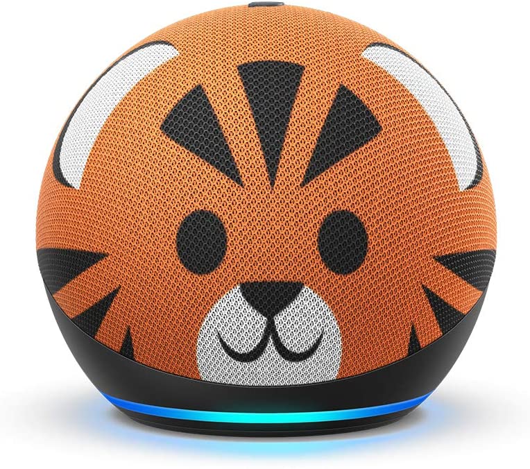 Smart speaker with a tiger design on a white background