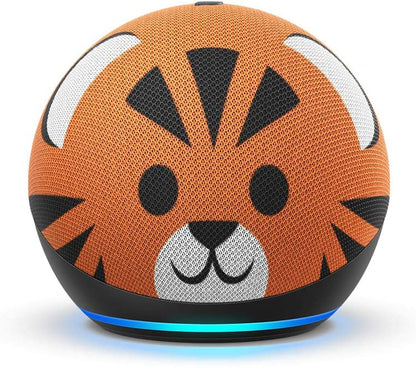 Smart speaker with a tiger design on a white background