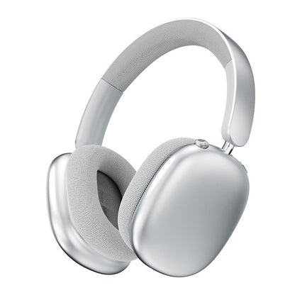Silver headphones on a white background