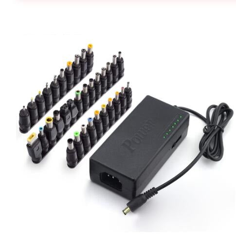 Power adapter with multiple plug heads on a white background
