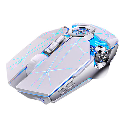 Gaming mouse with blue lighting on a white background
