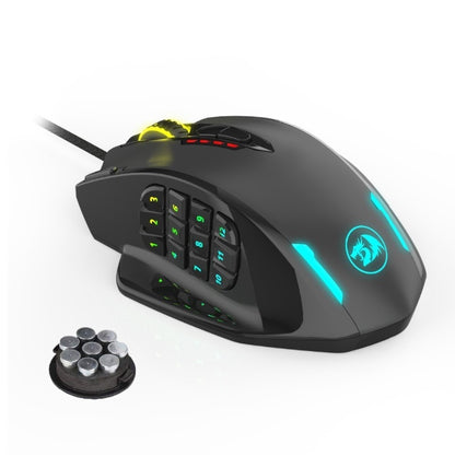 Gaming mouse with customizable buttons on a white background