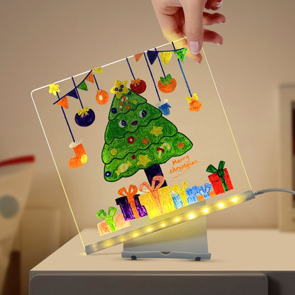 LED Acrylic Drawing Board with Stand and USB Nightlight
