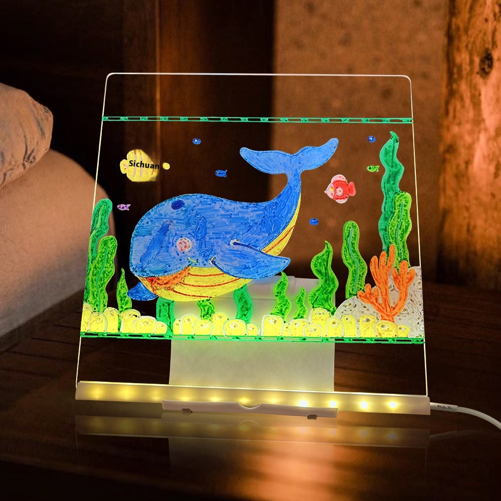 LED Acrylic Drawing Board with Stand and USB Nightlight