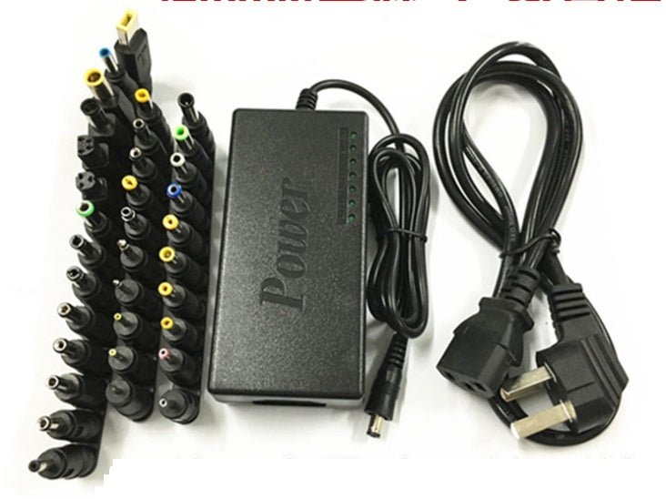 Power adapter with multiple plug heads on a white background
