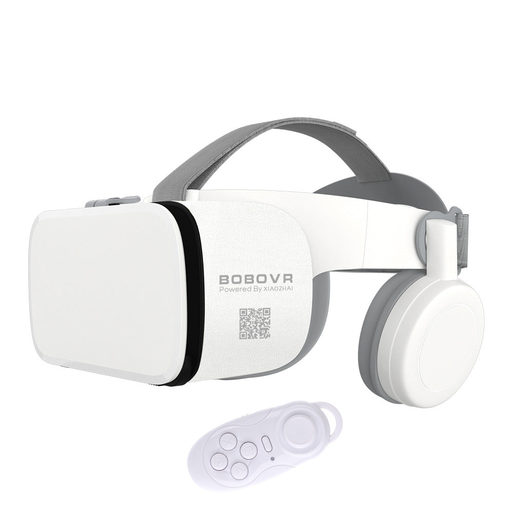 White VR headset with controller on a white background, branded as BOBOVR.