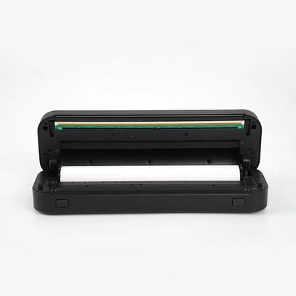 Black thermal printer on a white background