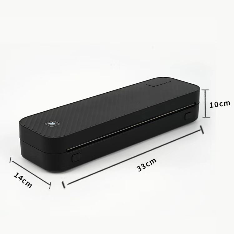 Black rectangular device with dimensions labeled on a white background