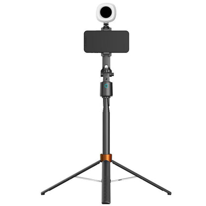 Phone holder with tripod and webcam on a white background