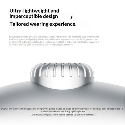 White electronic device on a mannequin with text about design and wearing experience.