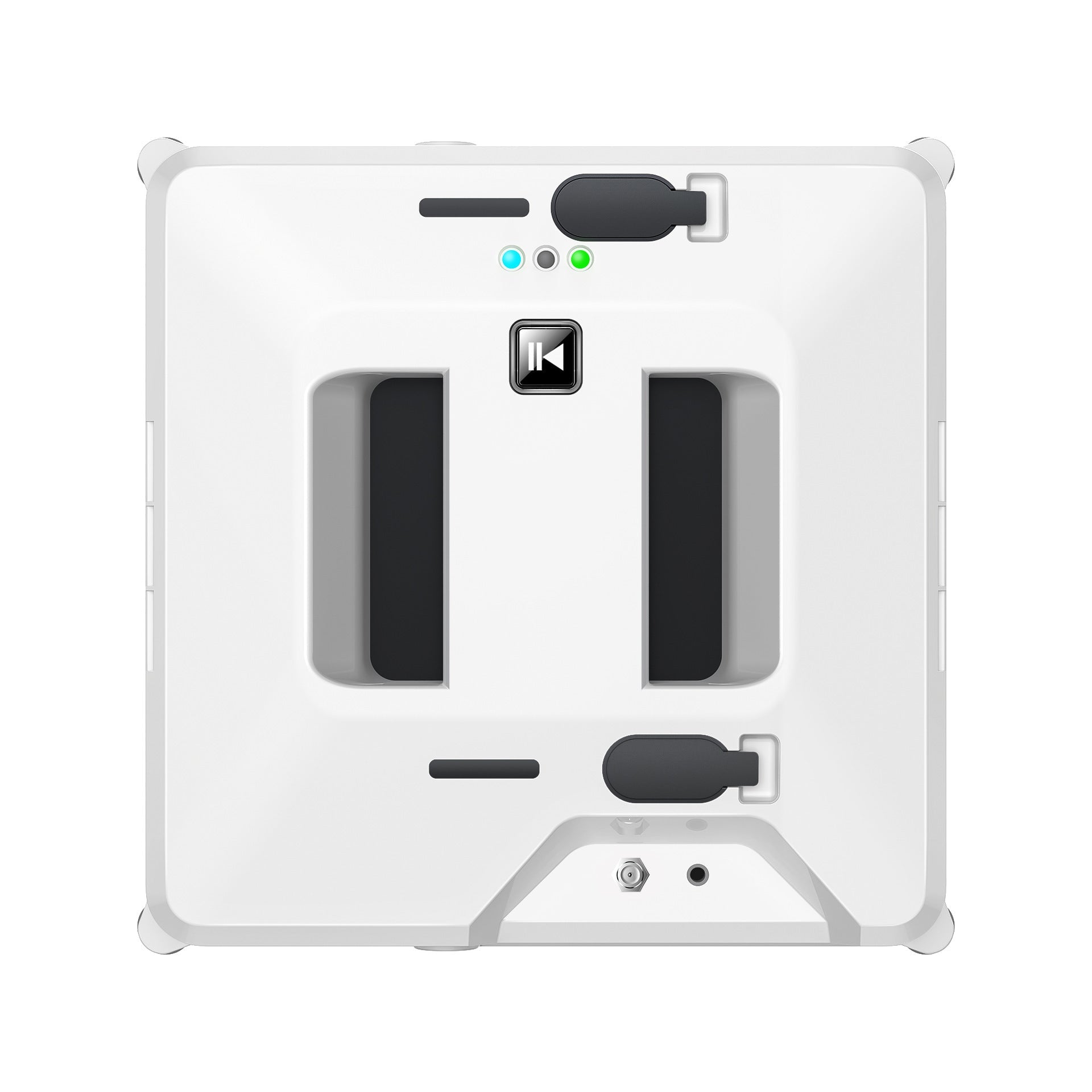 White electronic device with black components on a white background