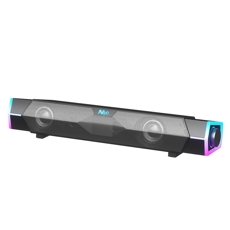 Sound bar with RGB lighting on a white background