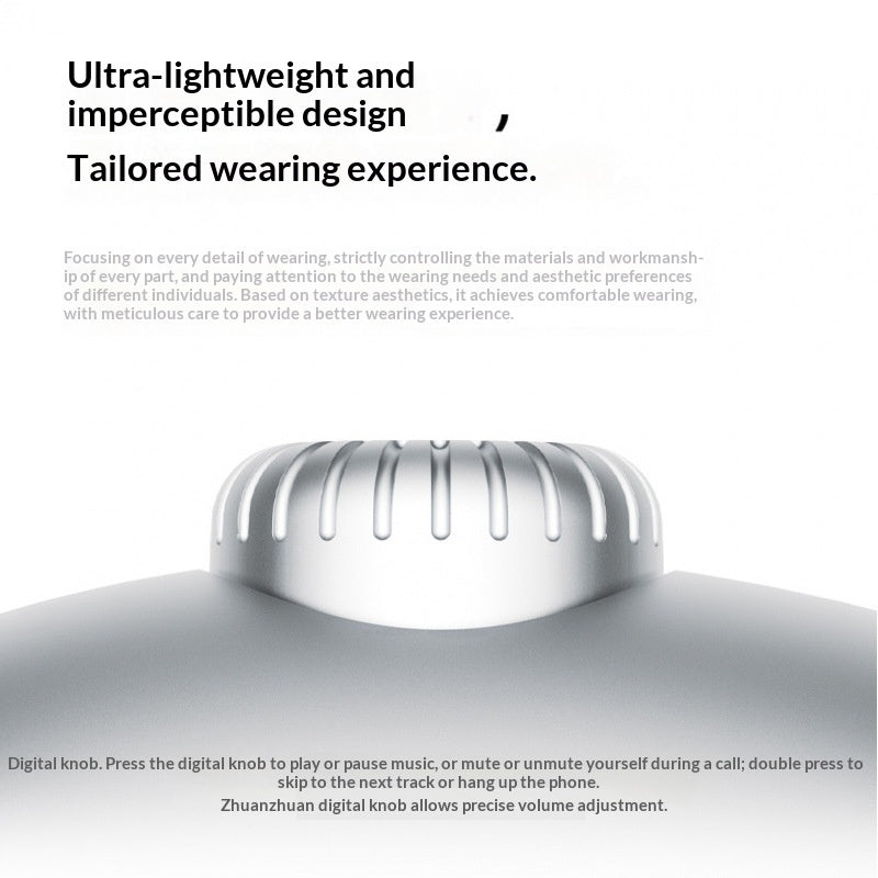 White electronic device on a mannequin with text about design and wearing experience.