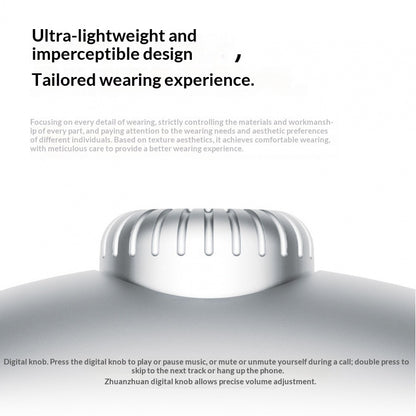 White electronic device on a mannequin with text about design and wearing experience.