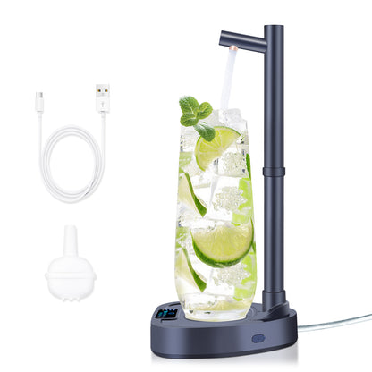 Beverage infuser with lime and mint leaves on a white background