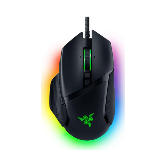 Gaming mouse with RGB lighting on a white background
