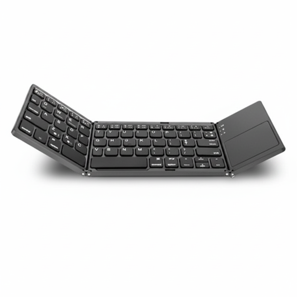 Black foldable keyboard on a white background