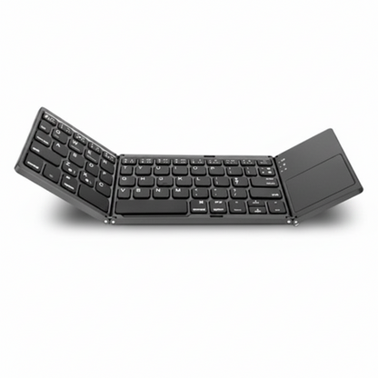 Black foldable keyboard on a white background