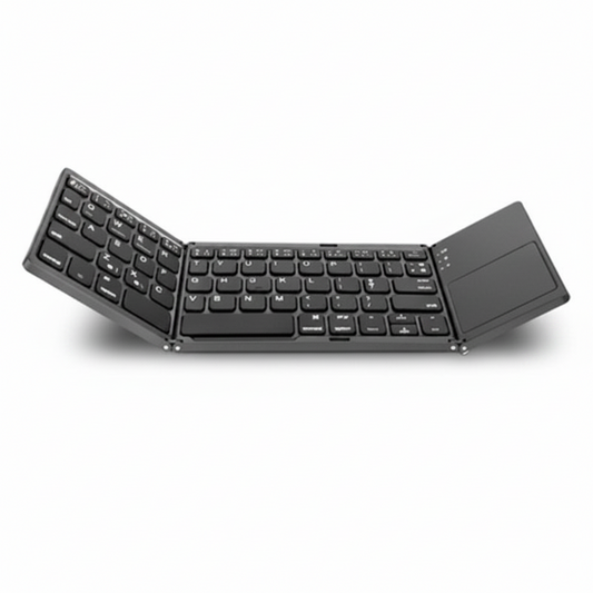 Black foldable keyboard on a white background