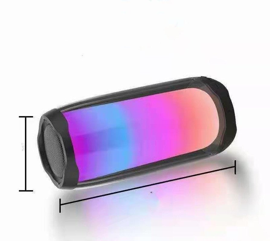 Colorful LED light bar with dimensions on a white background
