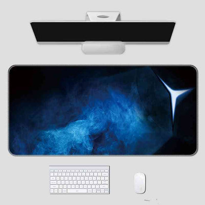 Computer setup with dual monitors, keyboard, and mouse on a light gray background