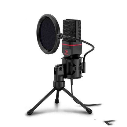Condenser Microphone with Tripod pop filter on a white background