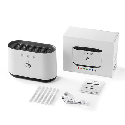 White electronic device with packaging and accessories on a white background