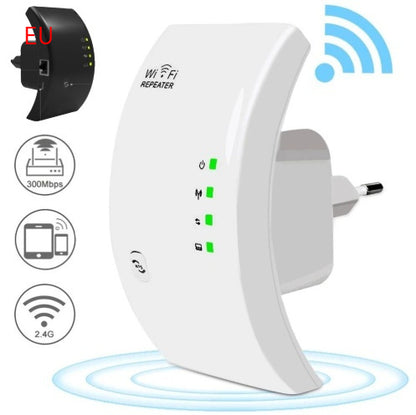 White WiFi repeater with EU plug on a white background