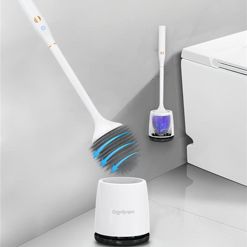 Cleaning brush with a charging station on a gray background