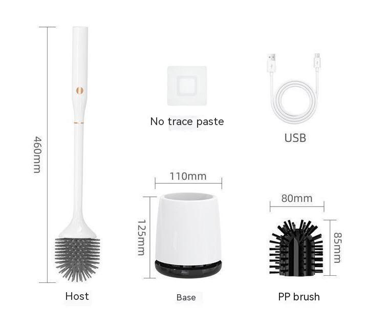 Measurement chart of a cleaning brush set with labeled parts and dimensions.
