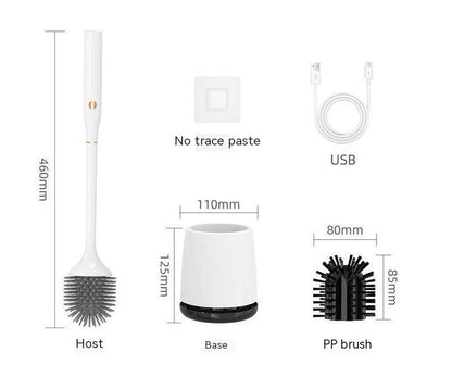 Measurement chart of a cleaning brush set with labeled parts and dimensions.