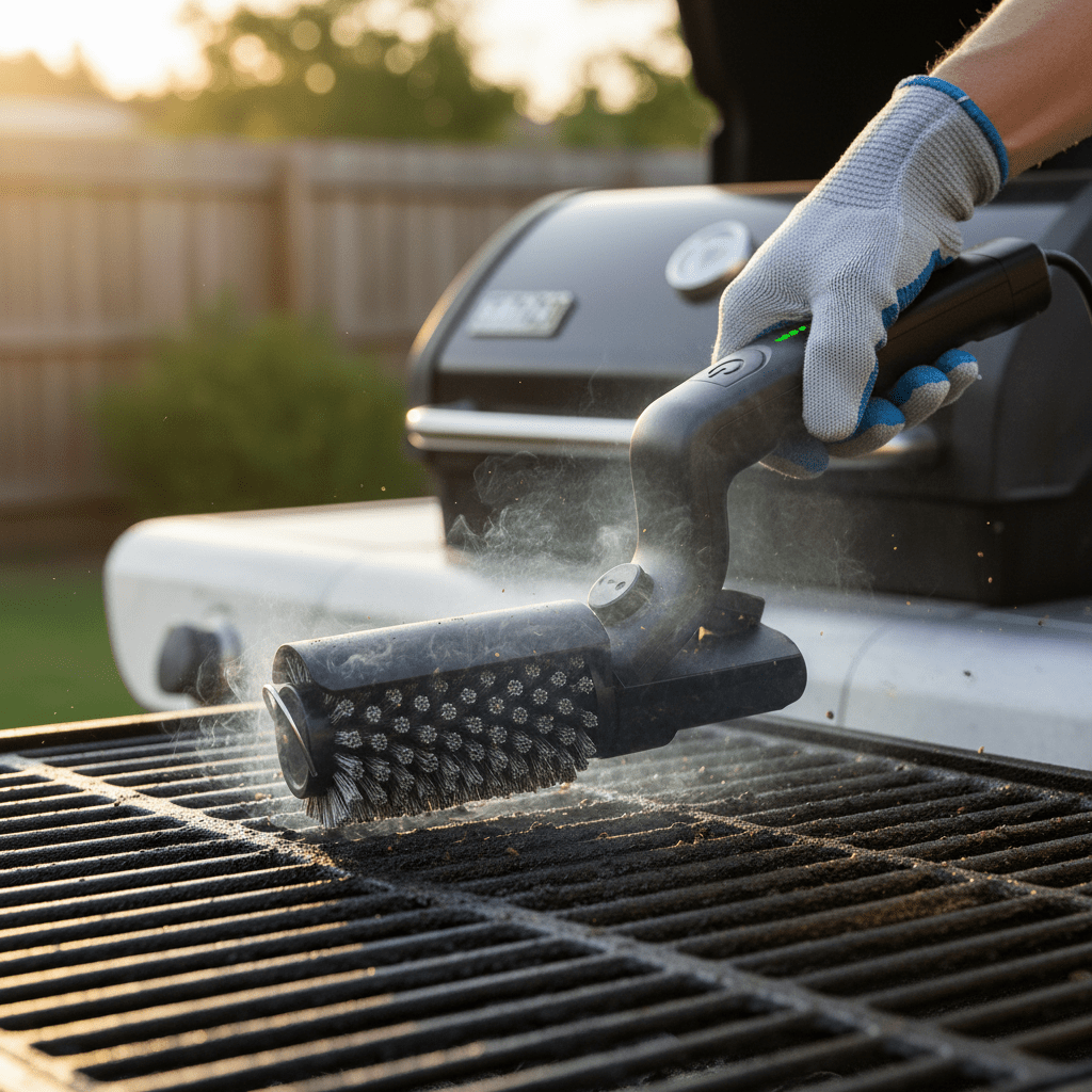 Action shot on grill