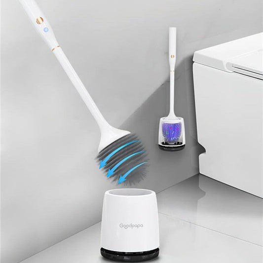 Cleaning brush with a charging station on a gray background