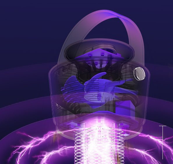 Futuristic helmet with glowing purple elements on a dark background