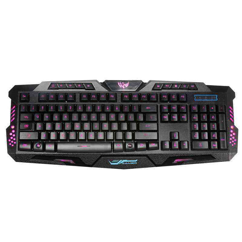 🌈 English Three-Color Backlit Keyboard – Wired RGB Keyboard with Waterproof Design 💧 - TechTronic