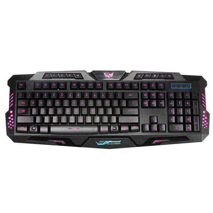 🌈 English Three-Color Backlit Keyboard – Wired RGB Keyboard with Waterproof Design 💧 - TechTronic