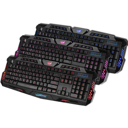 🌈 English Three-Color Backlit Keyboard – Wired RGB Keyboard with Waterproof Design 💧 - TechTronic