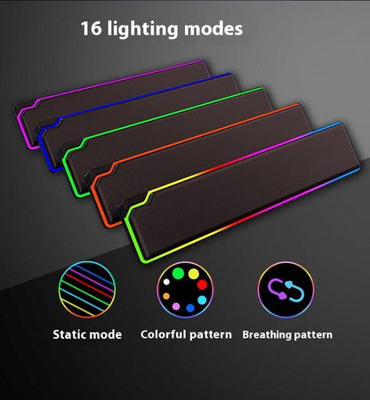 Gaming mouse pad with RGB lighting on a dark background