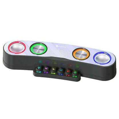 Colorful gaming Bluetooth speaker with RGB LED buttons and controls